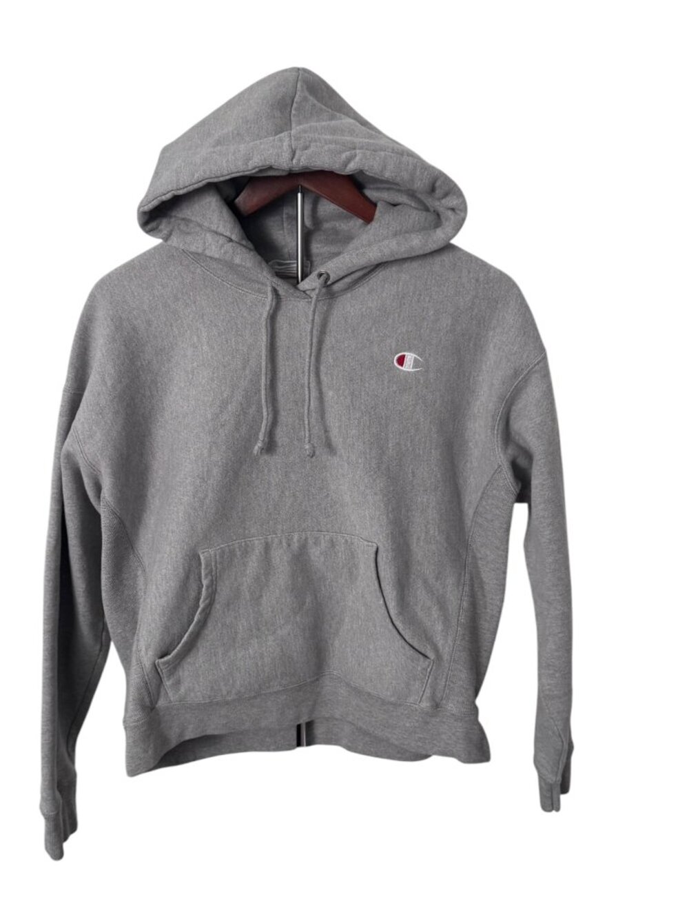 Champion Reverse Weave Hoodie | Gray | Embroidered Logo | Unisex Large